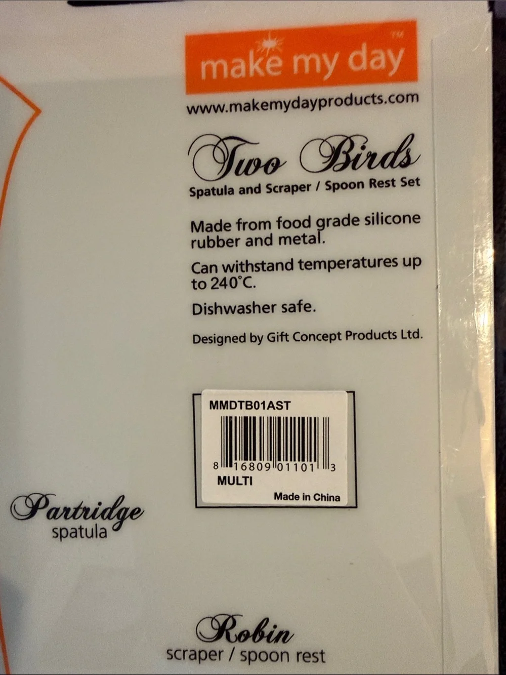 Two Birds Black Silicone Spatula & Spoon Rest Set